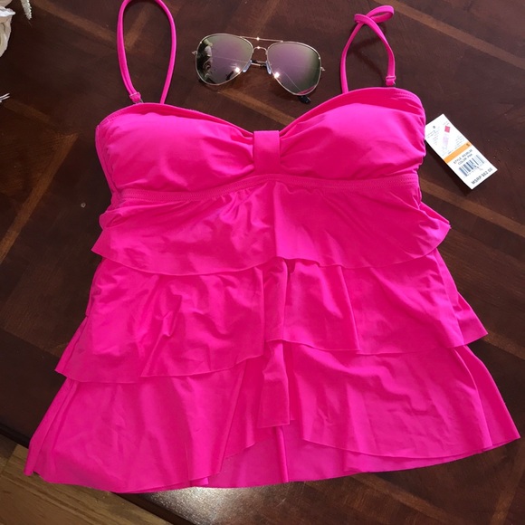 Kenneth Cole reaction ruffle tankini top s small - Picture 2 of 5